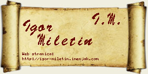 Igor Miletin vizit kartica